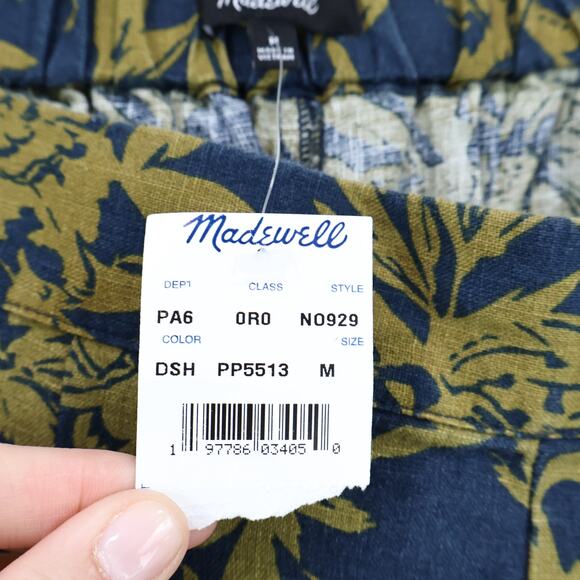 NWT Madewell Clean Pull-On Shorts In 100% Linen Deep Shadow Floral Size Medium - Picture 7 of 8